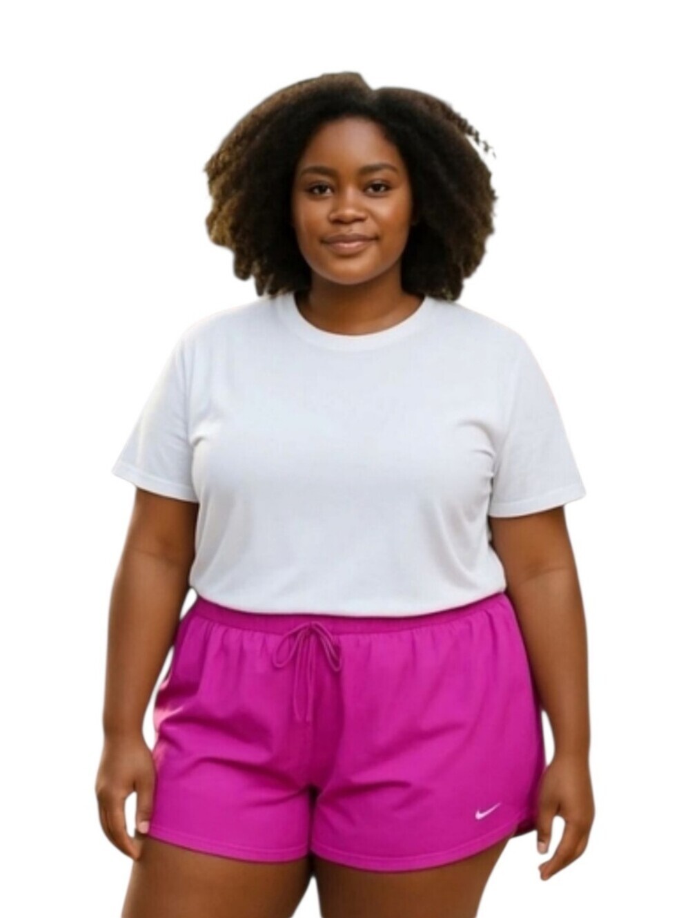 NIKE 3X High Rise Drawstring Fushia Athletic Shorts With Dri-Fit NWOT